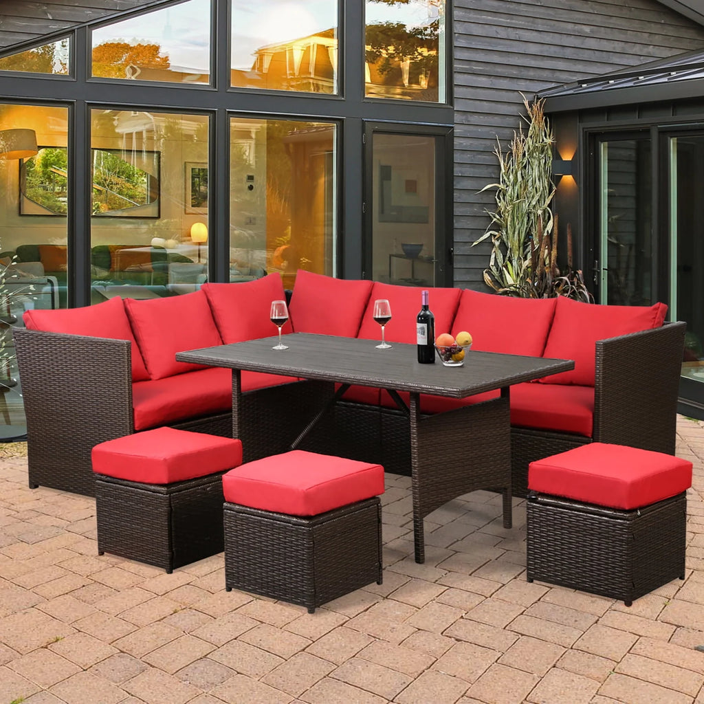 7-Piece PE Rattan Wicker Patio Conversation Set X43485