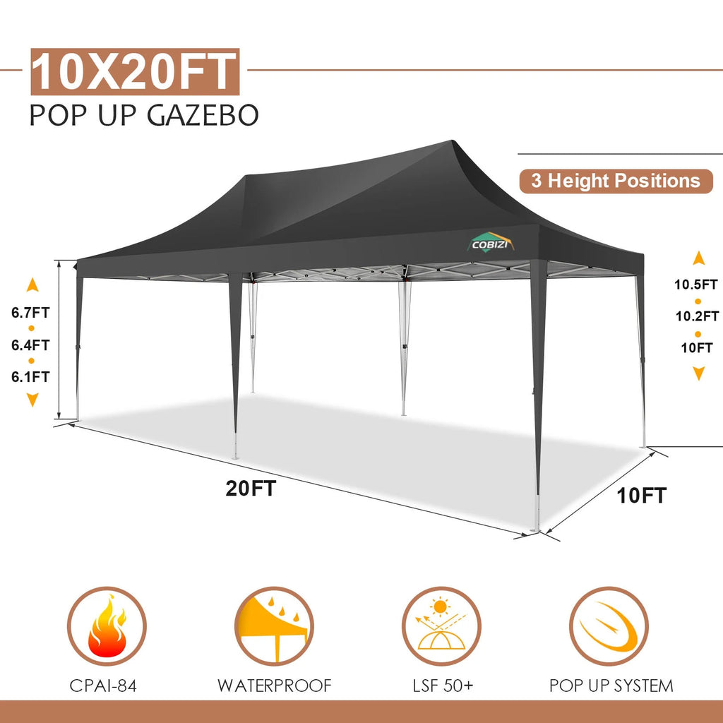 10' x 20' Pop up Canopy Tent with 6 Removable Sidewalls & Carry Bag A66099