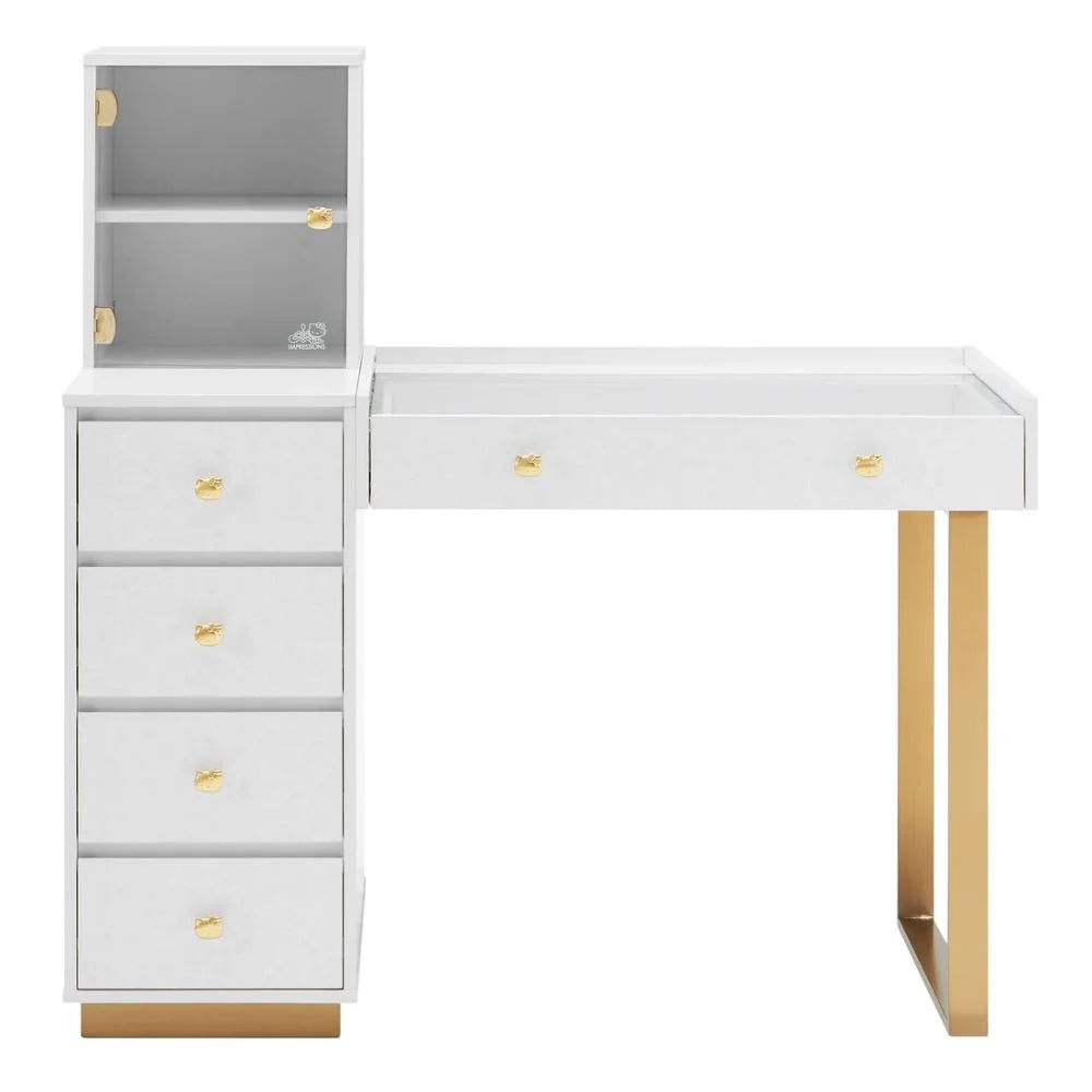 Vanity Desk with Drawers Glass Top Makeup Table Gold S90036