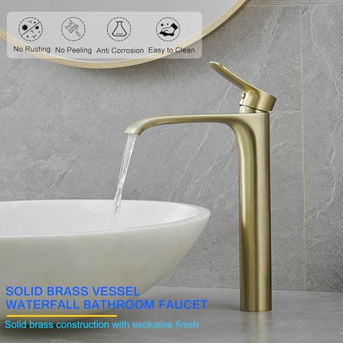 Brushed Gold Single Handle Vessel Sink Faucet C51749