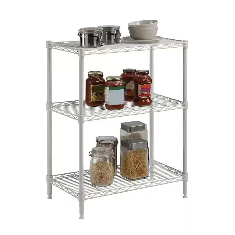 Ivory 3-Tier Metal Wire Shelving Unit O92275