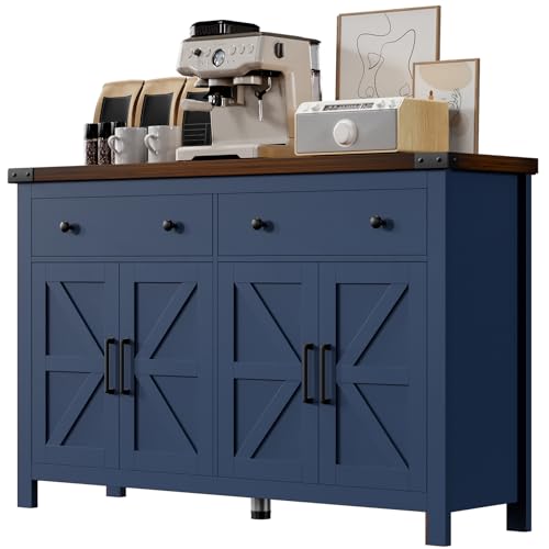 Blue Wood Buffet Cabinet with Drawers A46074