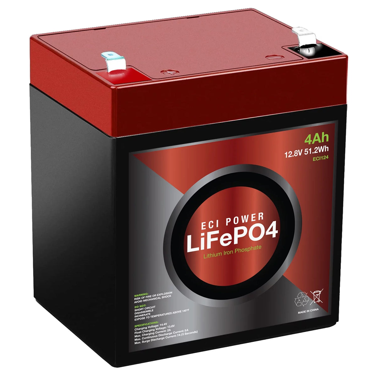 12V 4Ah Lithium LiFePO4 Rechargeable Battery M480734
