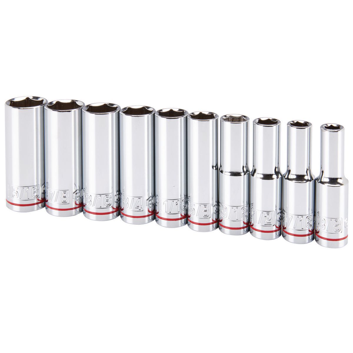 1/2 in. Drive SAE Chrome Deep Socket Set, 10-Piece T910293