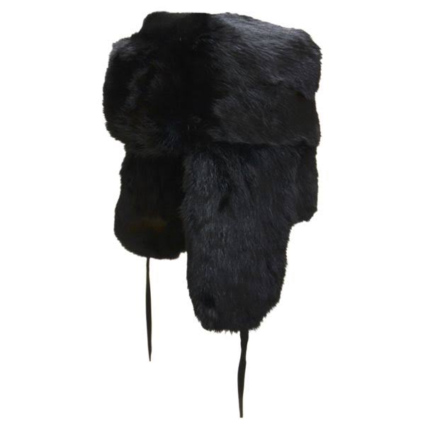 Black Rabbit Fur Aviator Hat J335891