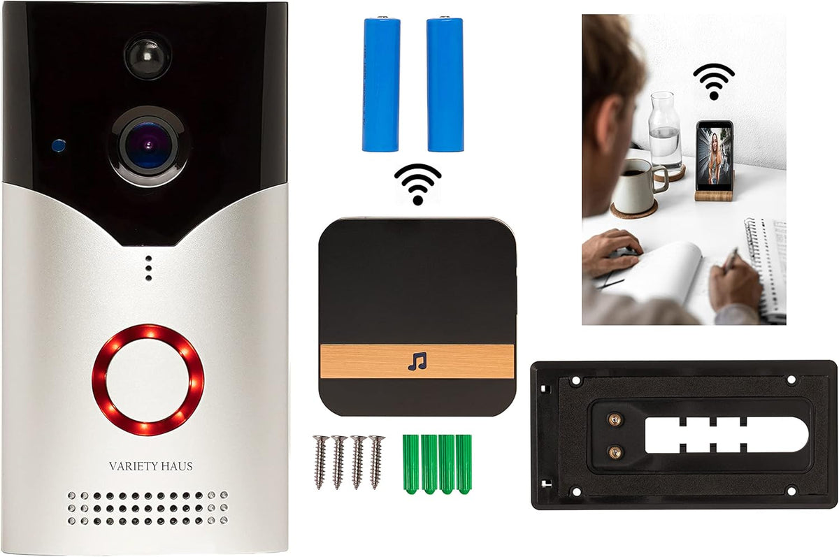 Wireless Video Doorbell Camera with Night Vision, Motion Detector, 1080p HD T488152