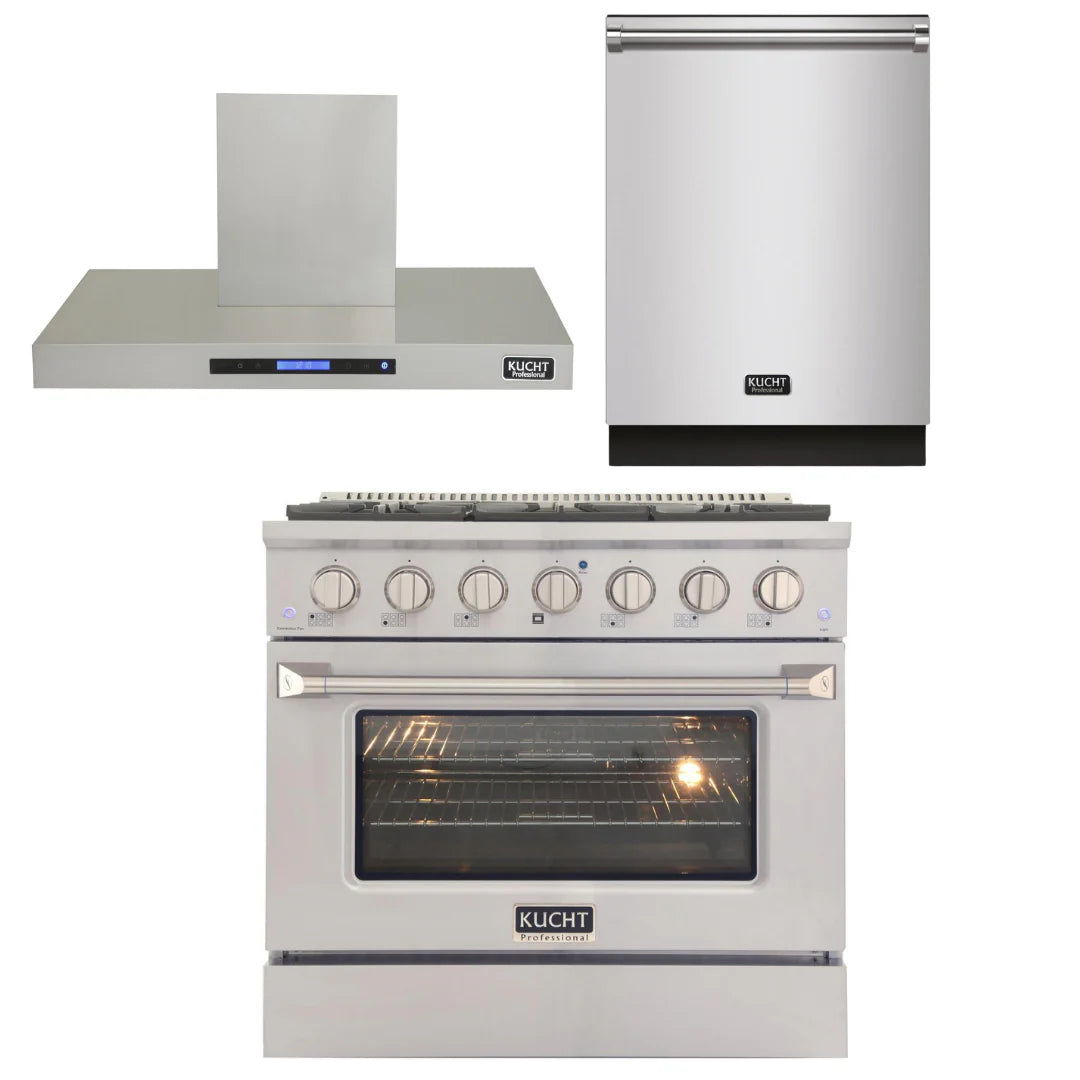 36 in. Natural Gas Range, Range Hood and Dishwasher I698600