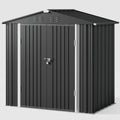 6' x 4' Dark Gray Metal Outdoor Storage Shed with Base Frame F145421