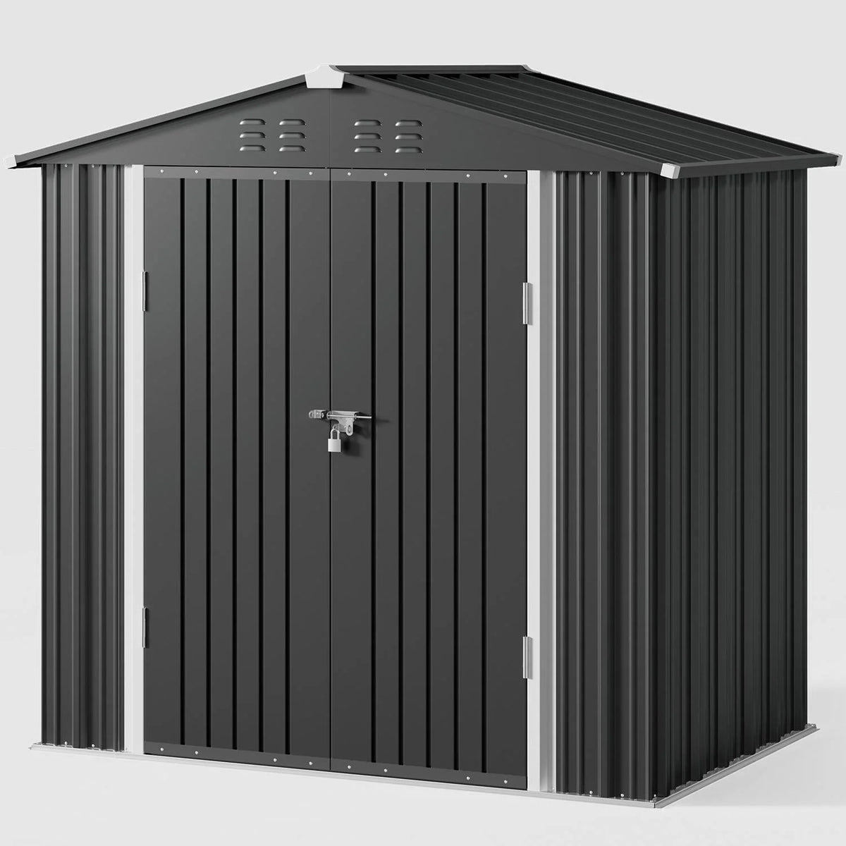6' x 4' Dark Gray Metal Outdoor Storage Shed with Base Frame F145421