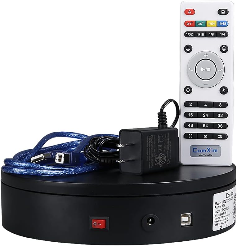 360 Degree Electric Turntable Display Stand with Remote Control, Black, Pack of 2 U4734