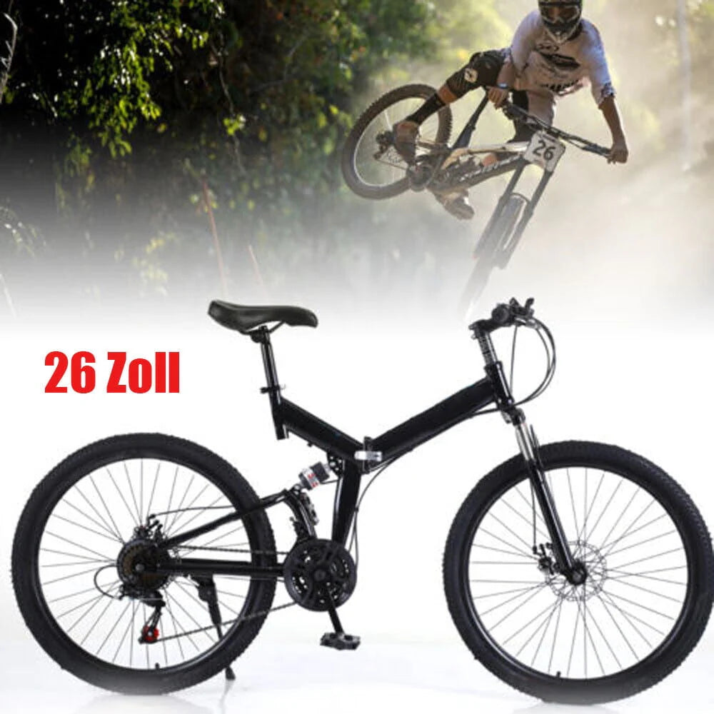21 Speed Folding Mountain Bike Carbon Steel Adults Foldable Bicycle T214