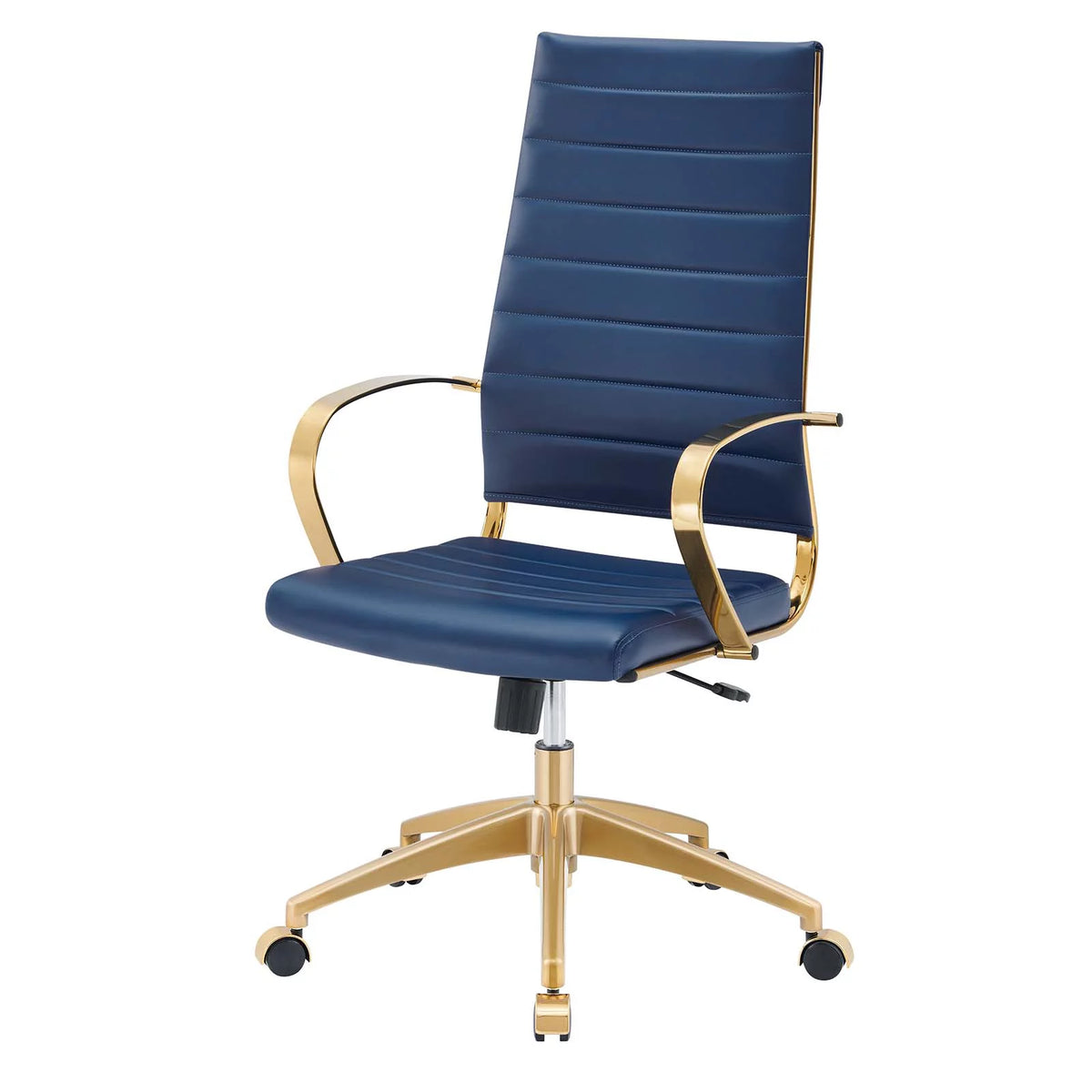 Navy Gold Faux Vinyl Leather High Back Chair I437