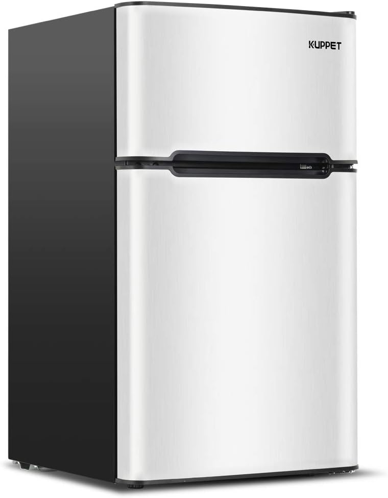 Compact 3.2 Cu.Ft Double Door Stainless Steel Refrigerator B1668