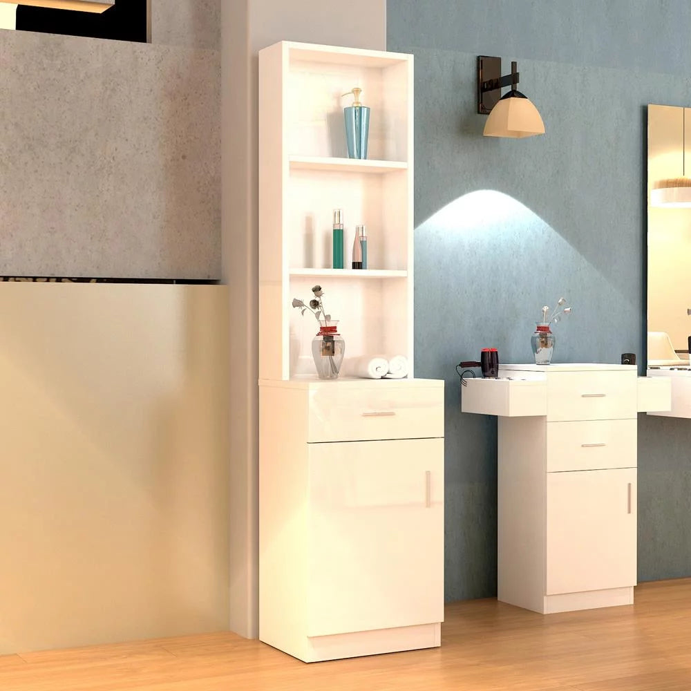 White Tall Storage Cabinet with Drawer P337525