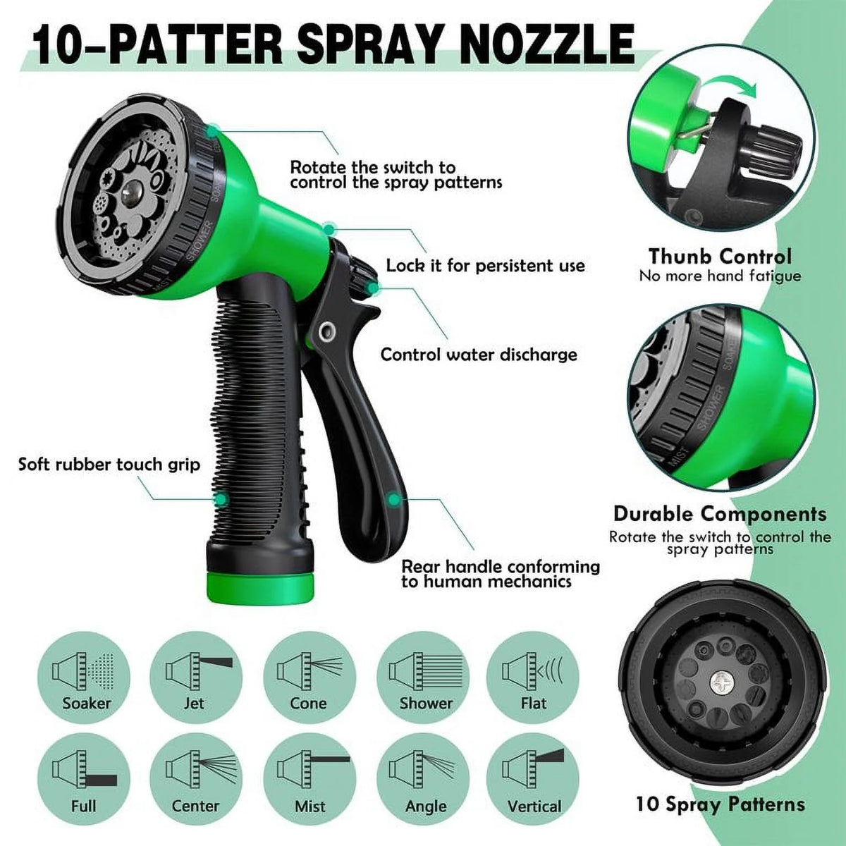50FT Stainless Steel Metal Garden Hose with 10 Function Nozzle N823147