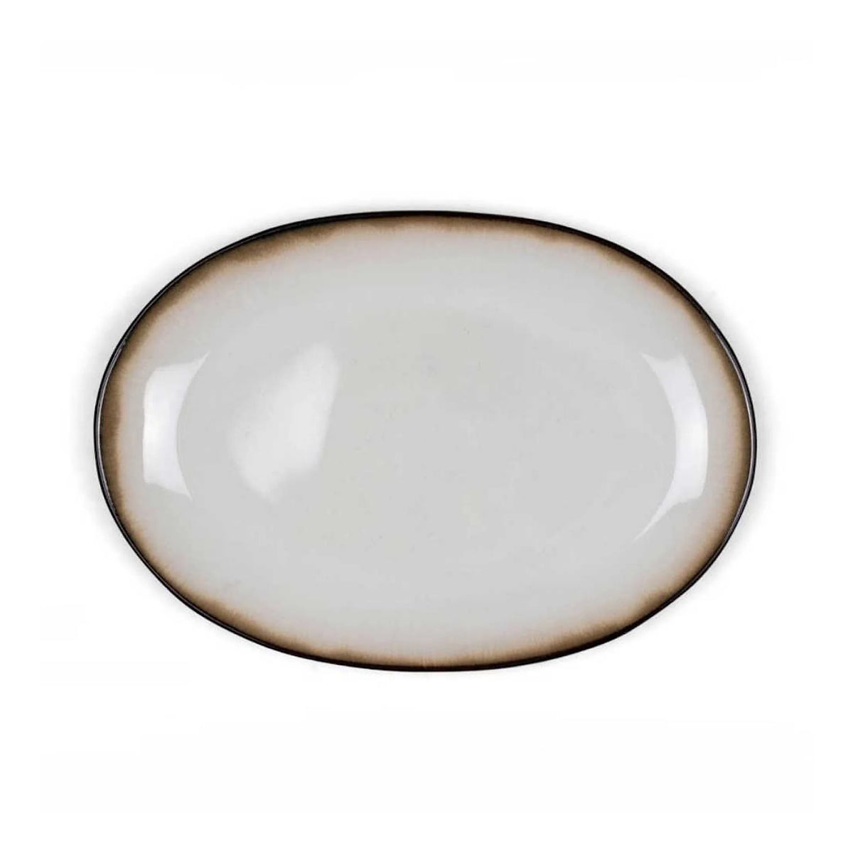 Stoneware Dish 25x36cm Black Cream C931699