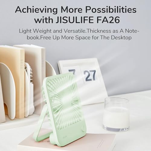 Desk Fan Battery Rechargeable, 4500mAh 180°Foldable Portable Personal Fan, 4 Speeds Adjustable White S954692