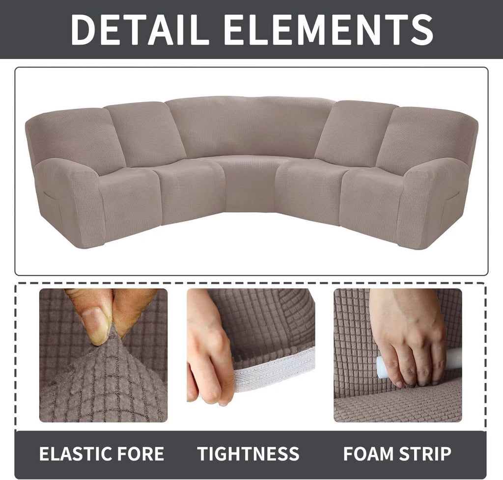Light Brown 7-Piece Recliner Sofa Slipcover U1804
