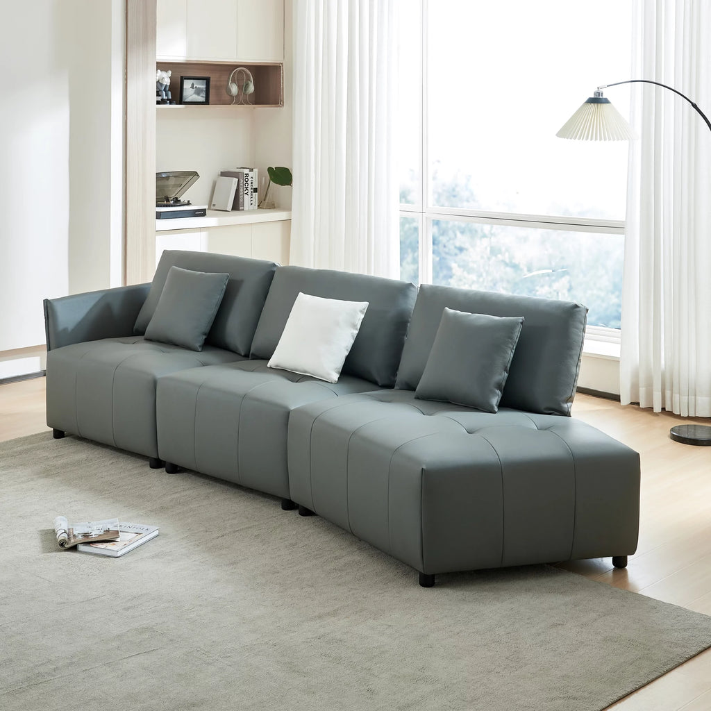 120'' Dark Gray Real Leather Modular Sectional Sofa K43280