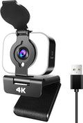 4K Webcam with Light, AutoFocus, Privacy Cover, Stereo Microphone M90967