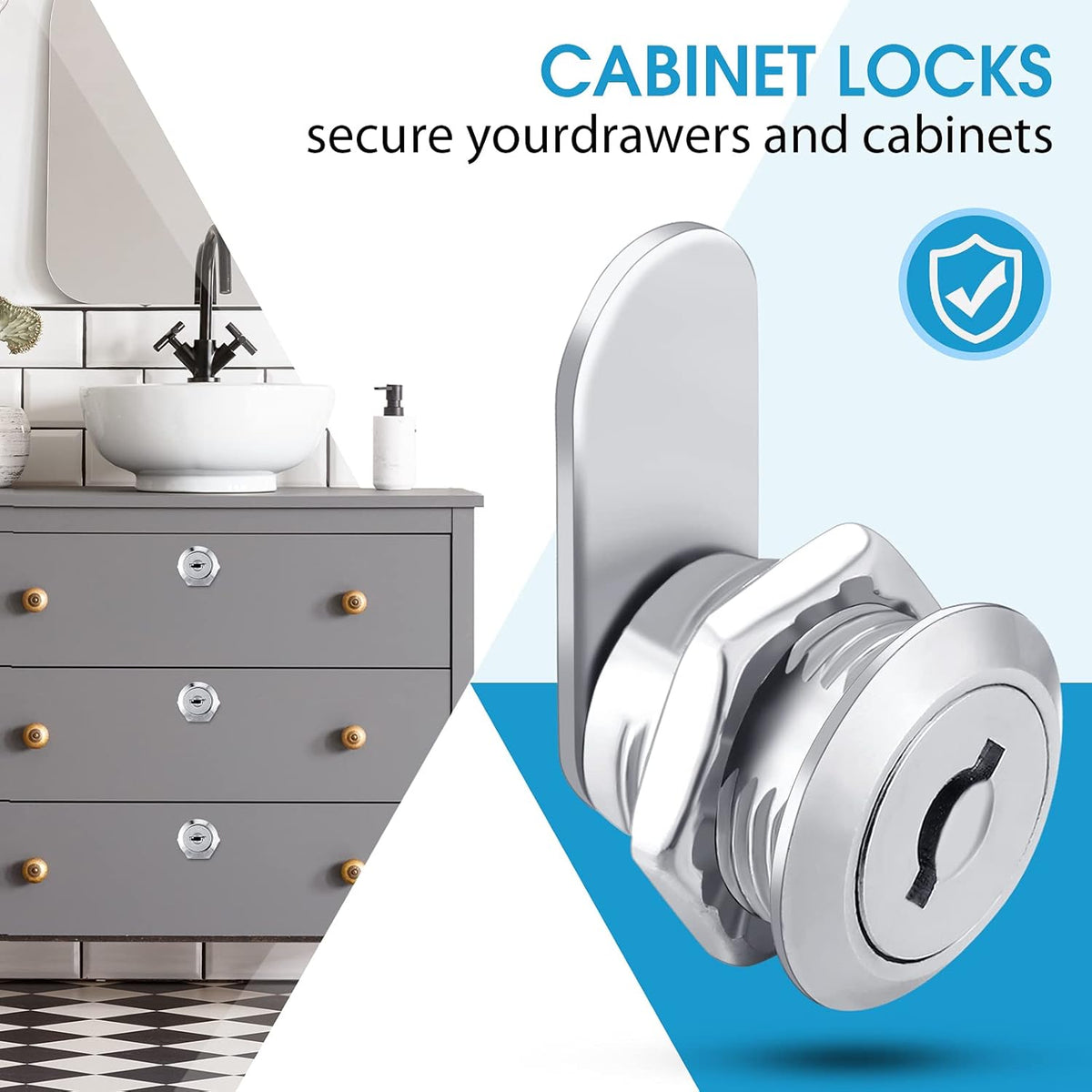 16 Pieces Keyed Alike Zinc Alloy Cam Lock with 32 Keys L4084