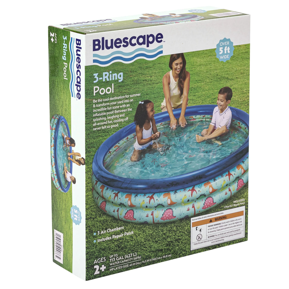Blue Dino 3-Ring Inflatable Swimming Pool P115