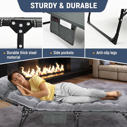 Adjustable 4-Position Folding Camping Cot with Mattress O650666