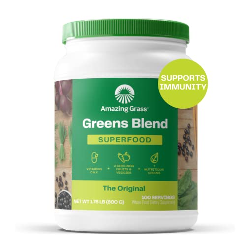 Super Greens Powder Smoothie Mix with Spirulina, Alfalfa, Beet Root, Probiotics, 100 Servings Y98248