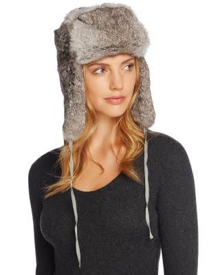 Black Rabbit Fur Aviator Hat J335891