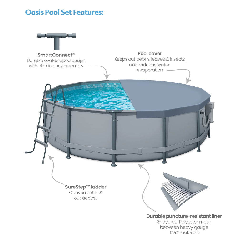 14 ft Round Metal Frame Above Ground Swimming Pool K683