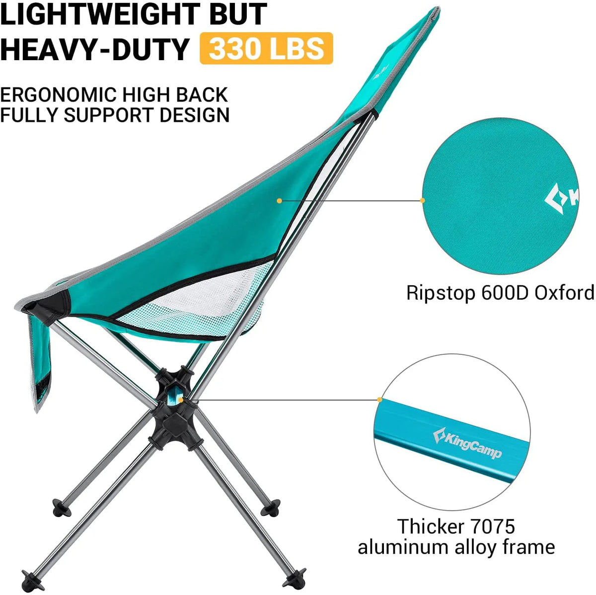 2 Pack High Back Lightweight Extra Wide Folding Camping Chairs with Carry Bag Black V9398
