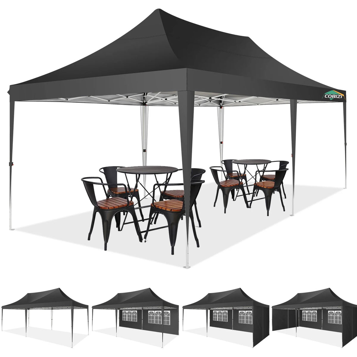10' x 20' Pop up Canopy Tent with 6 Removable Sidewalls & Carry Bag A66099