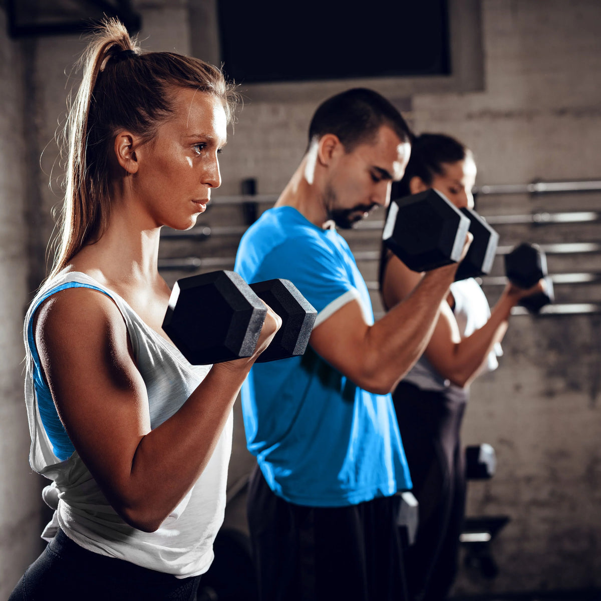 550-Pound Rubber Hex Dumbbell Set with Rack J7591