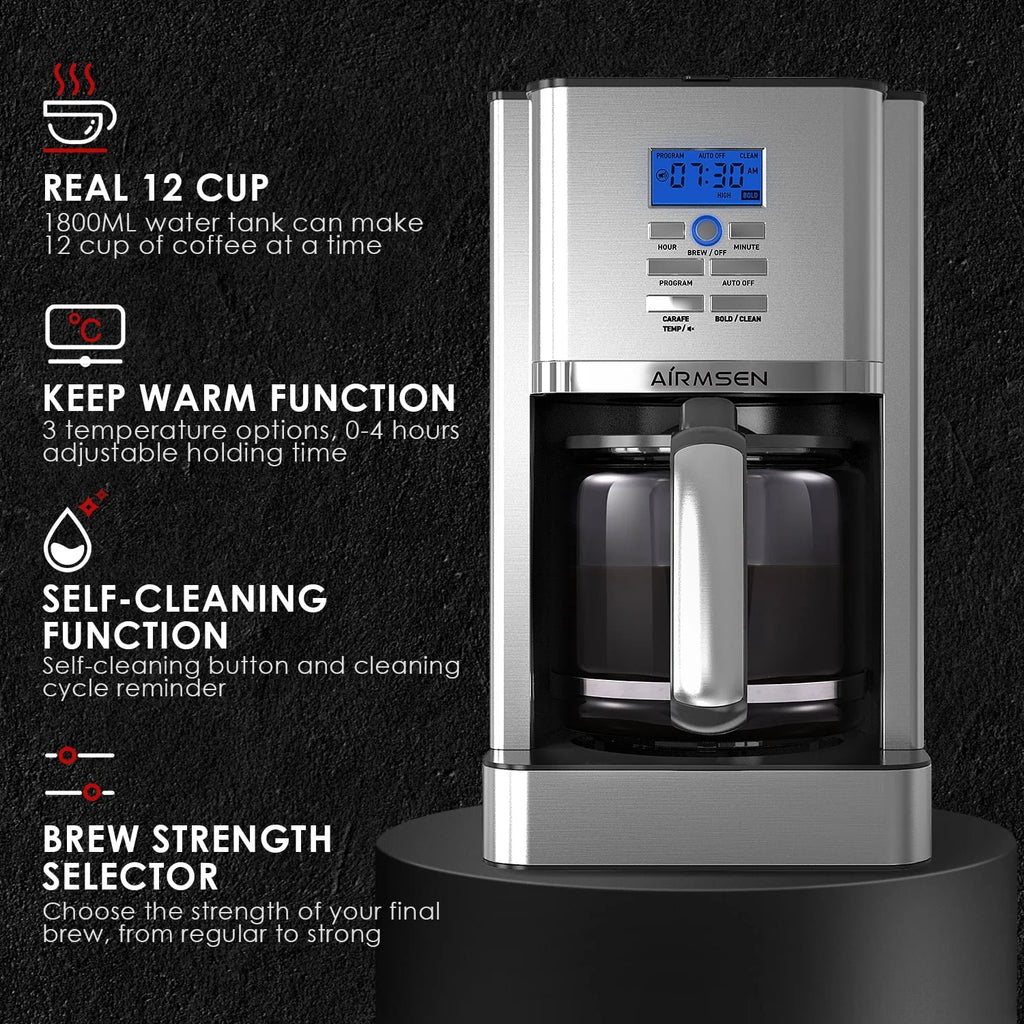 Stainless Steel 12 Cup Programmable Drip Coffee Maker R5843