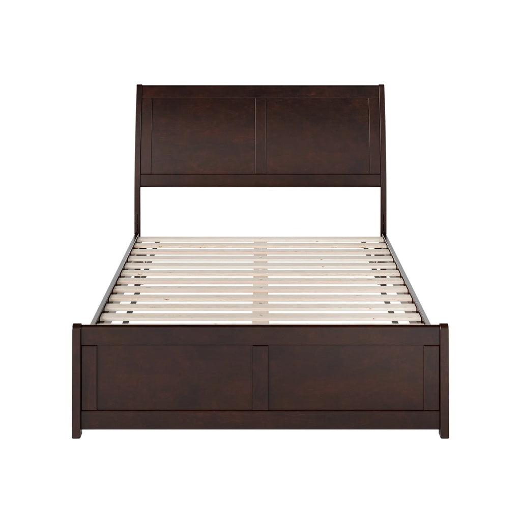 Espresso Full Wood Low Profile Platform Bed with Footboard T268859