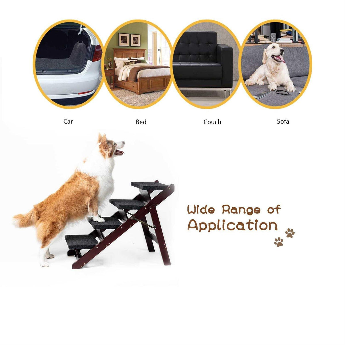 Foldable 4 Levels Wooden Pet Stairs & Ramp R17075