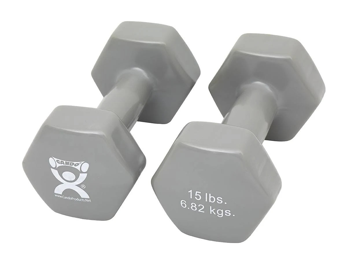 15 lb Silver Vinyl Dumbbell Pair M8645