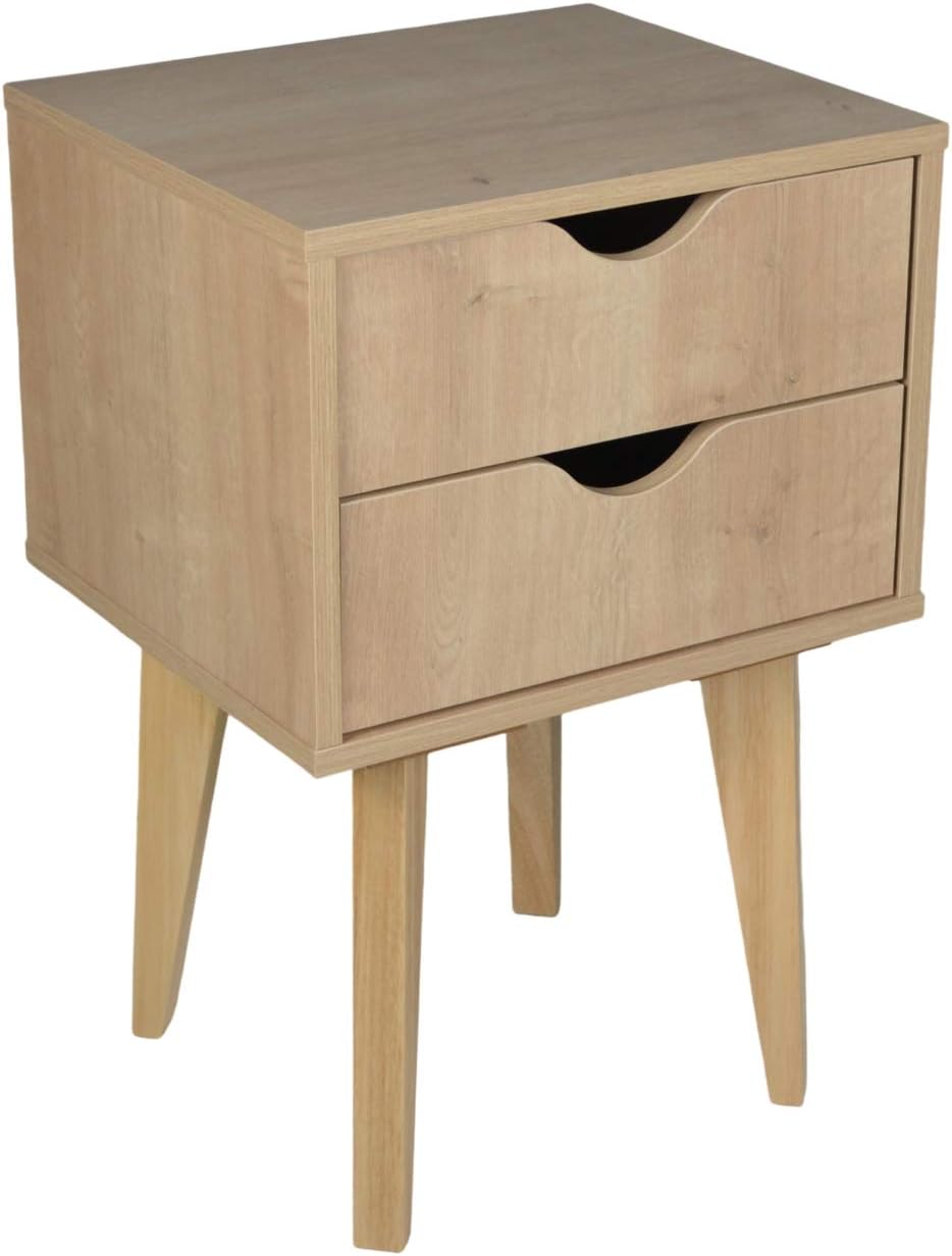 Black Two Drawer Wood Nightstand U25244