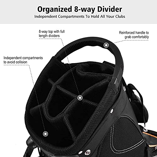 Golf Stand Bag with 8 Way Dividers, Black L938032