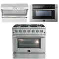 36 Inch Gas Range, Wall Mount Range Hood, Microwave Drawer T835173