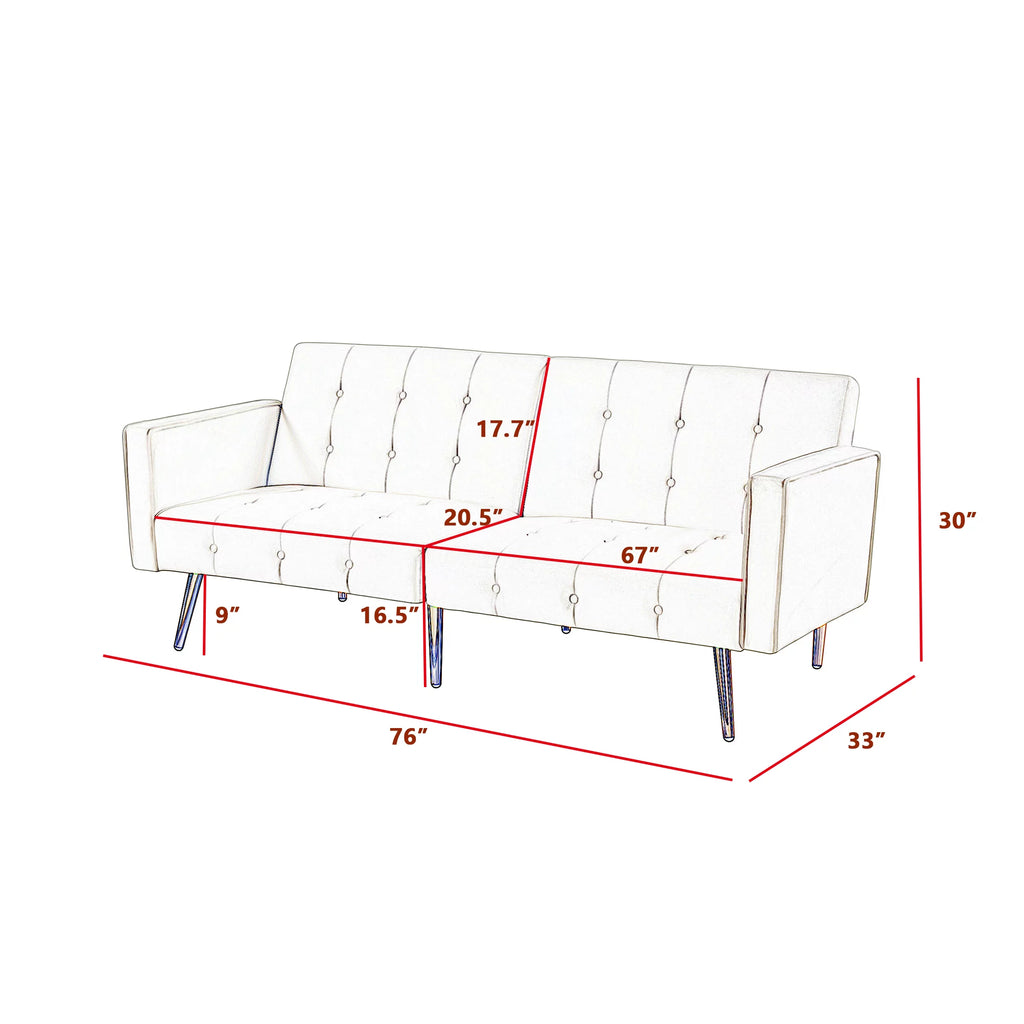 Pink Velvet Convertible Sofa Bed with Armrests A515