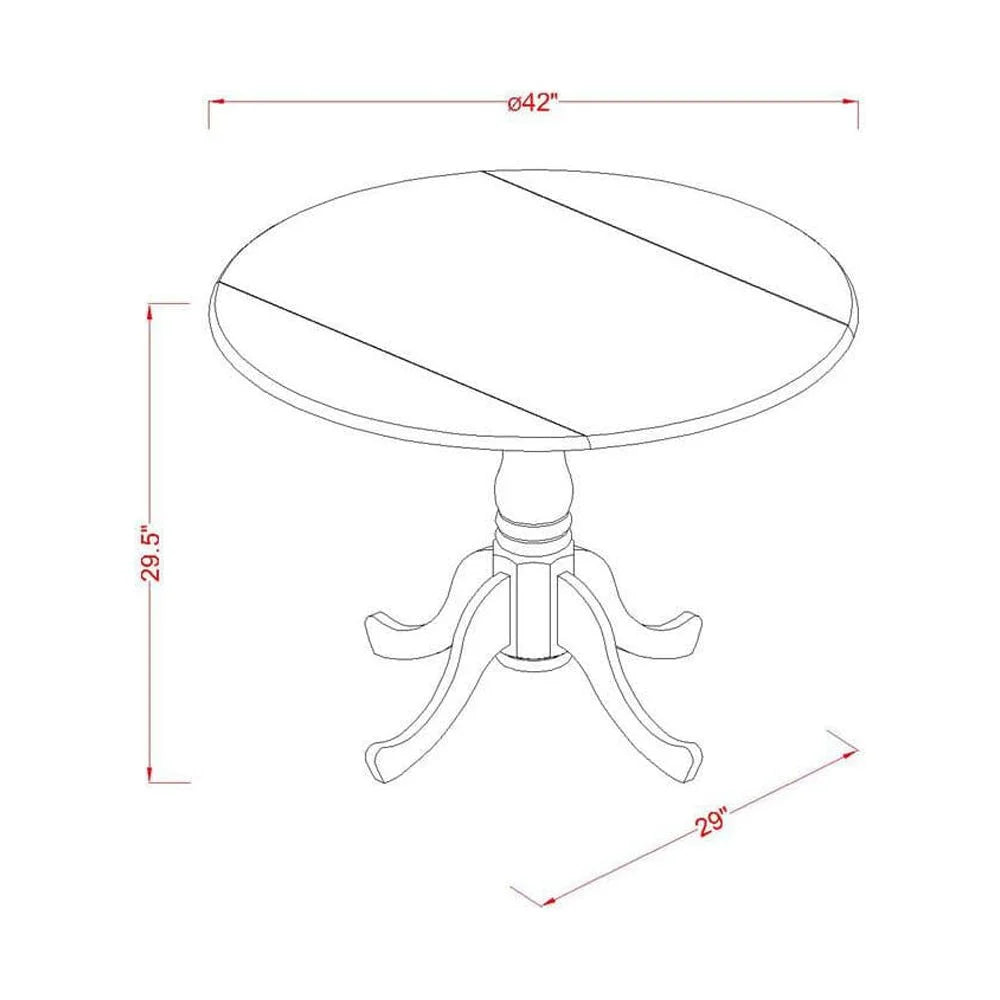 3 Piece Dining Set with Round Dropleaf Table and 2 Upholstered Chairs M499