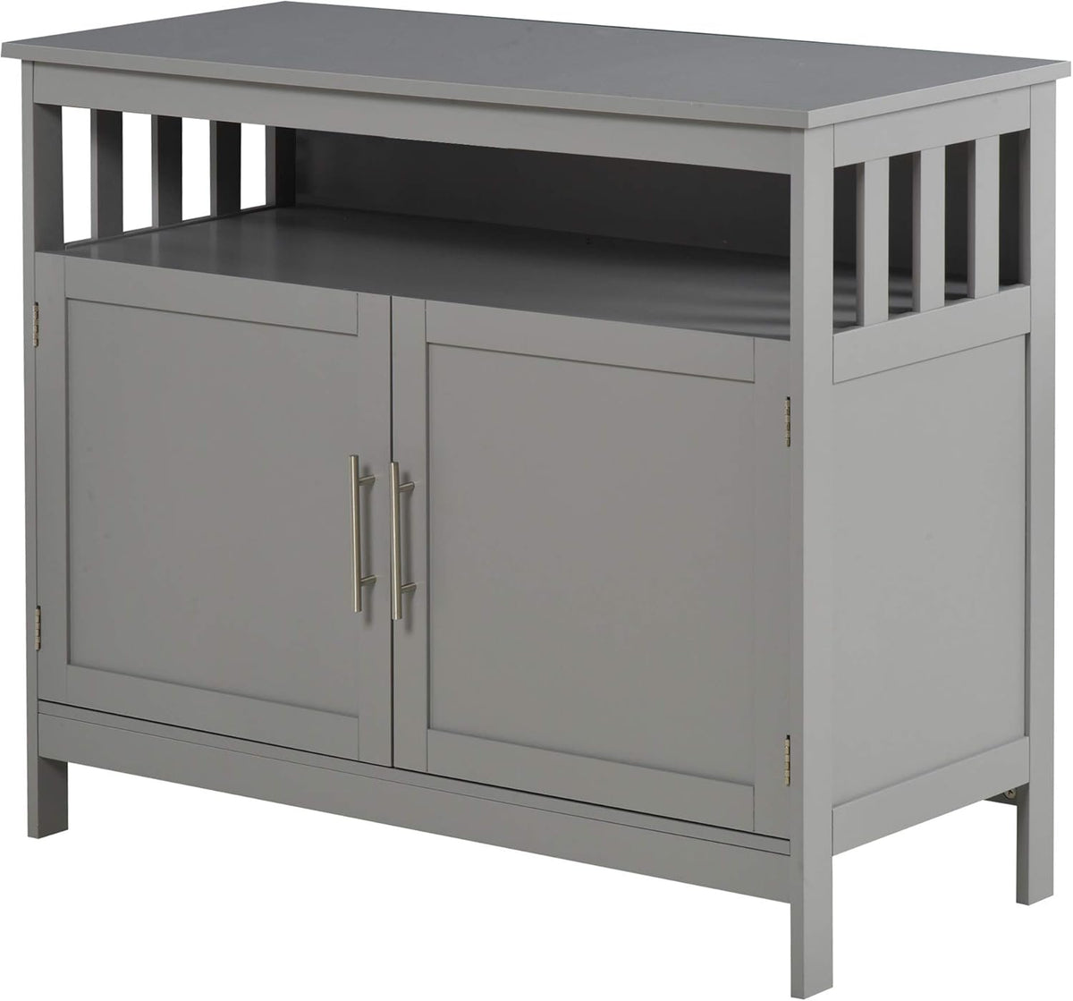 Black Kitchen Console Table with 2-Level Cabinet and Open Shelf M205325