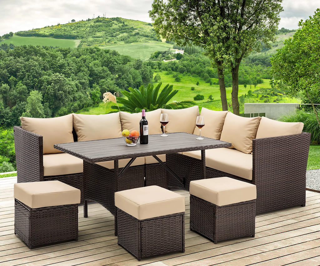 7-Piece PE Rattan Wicker Patio Conversation Set X43485