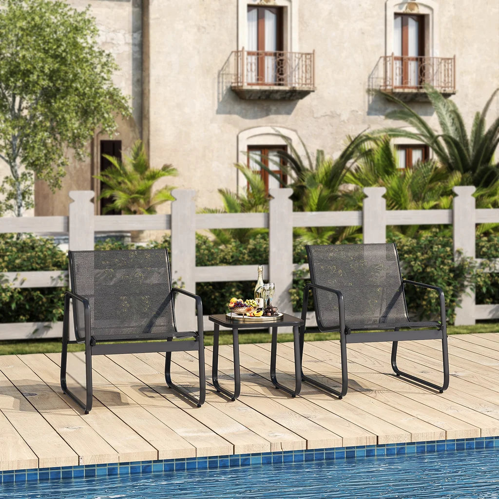 3 Pieces Textilene Patio Furniture Set with Tea Table Z4187