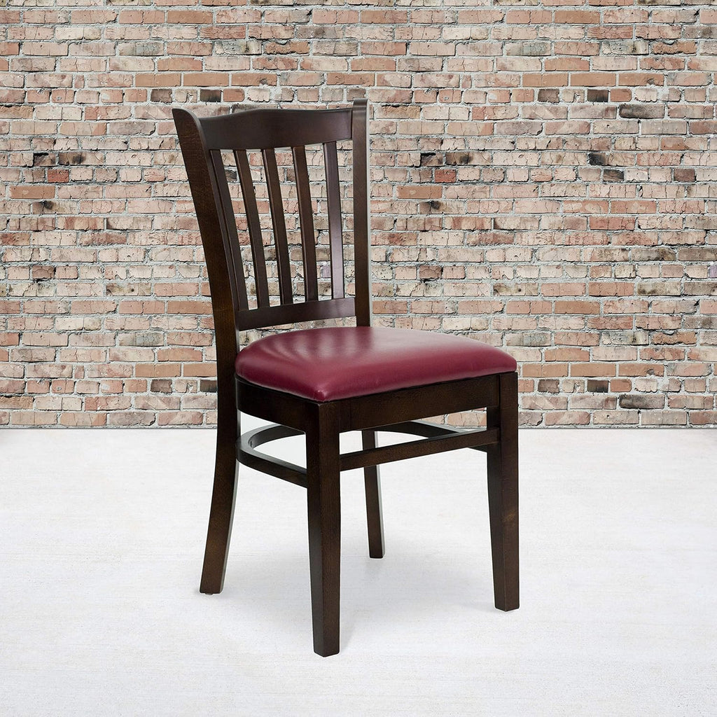 Vertical Slat Back Mahogany Wood Restaurant Chair W986978