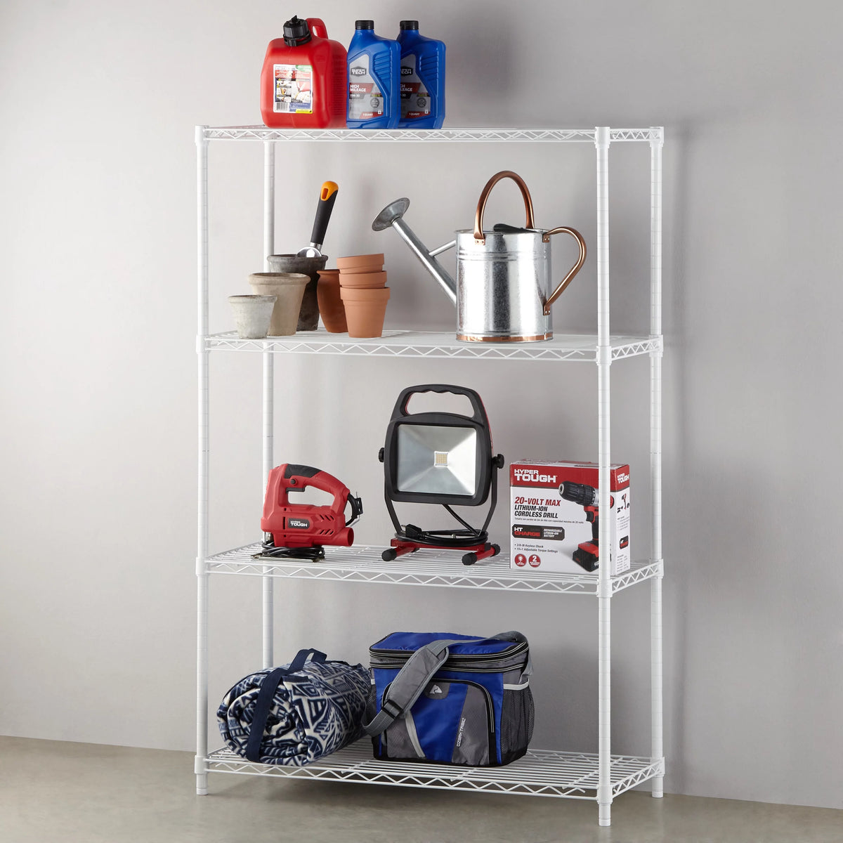 Steel 4-Tier Storage Shelf Unit White C505942