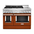 48 in. 6.3 cu. ft. Smart Double Oven Gas Range with Griddle and True Convection in Scorched Orange B483
