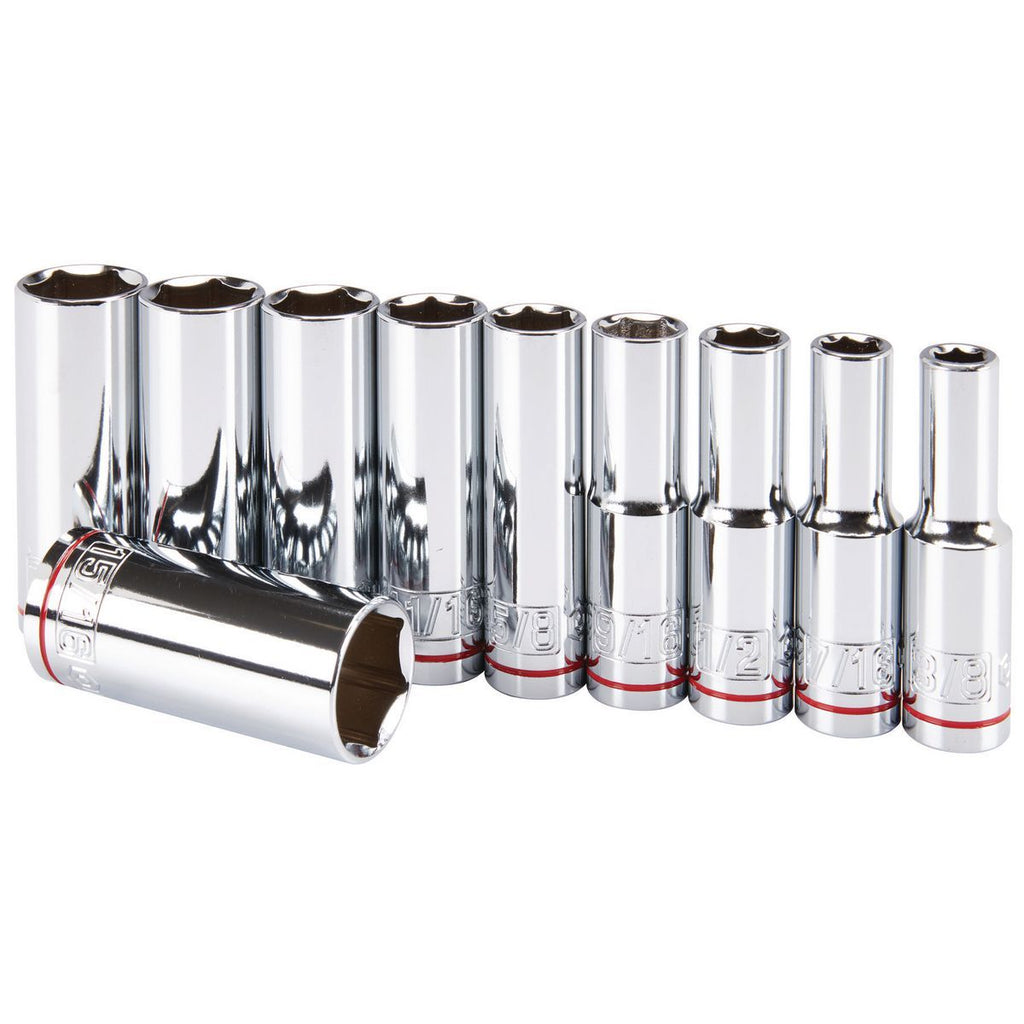1/2 in. Drive SAE Chrome Deep Socket Set, 10-Piece T910293