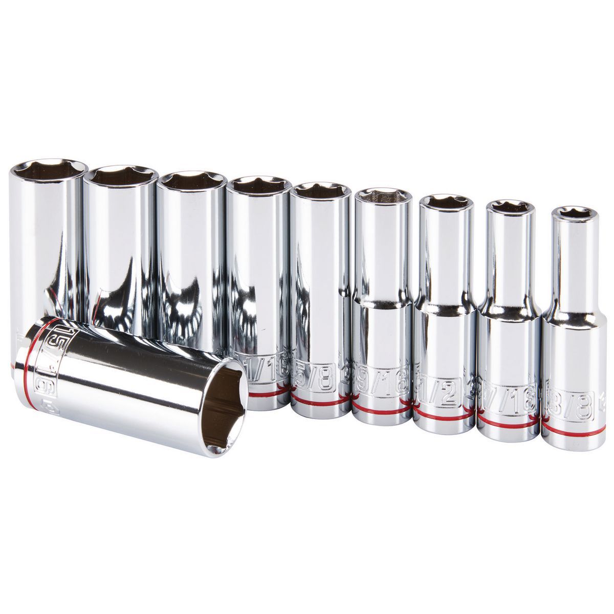 1/2 in. Drive SAE Chrome Deep Socket Set, 10-Piece T910293